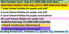District School Academic Calendar Legend for Deanza Elementary