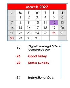 District School Academic Calendar for Elberta Elementary School for March 2027