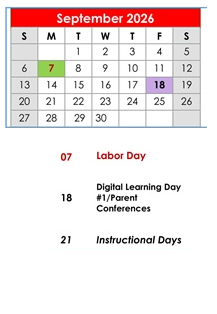 District School Academic Calendar for Elberta Elementary School for September 2026