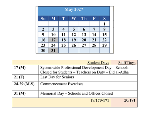 District School Academic Calendar for Baltimore Highlands Elementary for May 2027