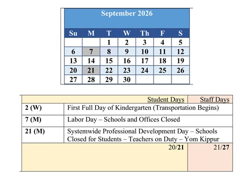 District School Academic Calendar for Baltimore Highlands Elementary for September 2026