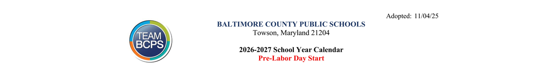 District School Academic Calendar for Baltimore Highlands Elementary