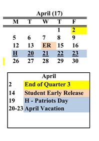 District School Academic Calendar for Abraham Lincoln School for April 2027