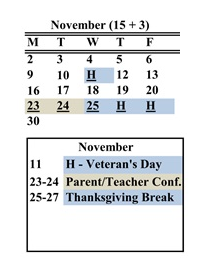 District School Academic Calendar for Abraham Lincoln School for November 2026