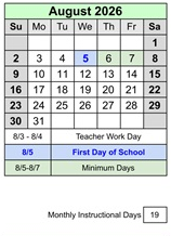 District School Academic Calendar for Barstow High for August 2026