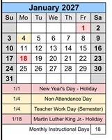District School Academic Calendar for Barstow High for January 2027