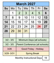 District School Academic Calendar for Barstow High for March 2027