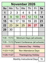 District School Academic Calendar for Barstow High for November 2026