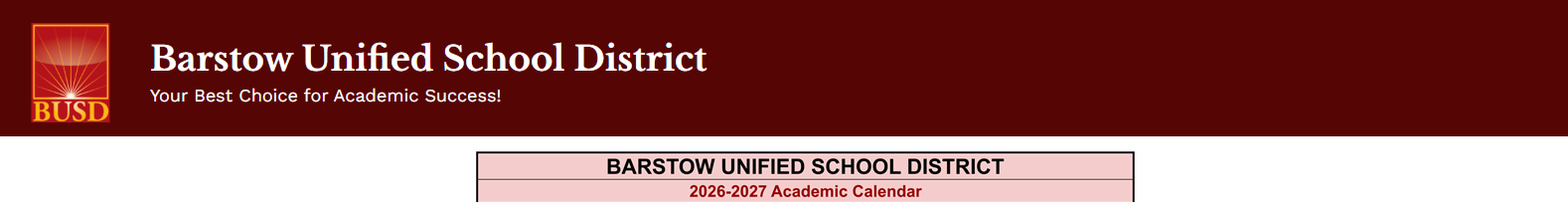 District School Academic Calendar for Barstow High