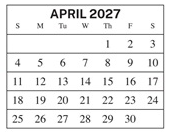 District School Academic Calendar for Central Middle School for April 2027