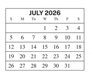 District School Academic Calendar for Central Middle School for July 2026