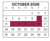 District School Academic Calendar for Central Middle School for October 2026