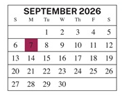 District School Academic Calendar for Central Middle School for September 2026