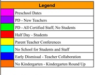 District School Academic Calendar Legend for Stoddard Elementary School