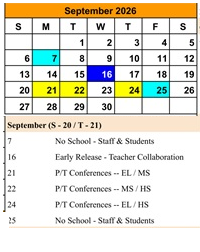 District School Academic Calendar for Stoddard Elementary School for September 2026