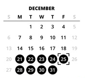 District School Academic Calendar for Meadow Park Middle School for December 2026