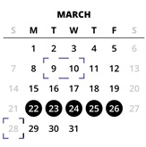 District School Academic Calendar for Meadow Park Middle School for March 2027