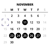 District School Academic Calendar for Meadow Park Middle School for November 2026