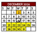 District School Academic Calendar for Gil Sanchez Elem for December 2026