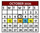 District School Academic Calendar for Gil Sanchez Elem for October 2026