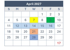 District School Academic Calendar for Woodridge Elementary for April 2027