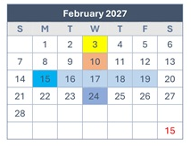 District School Academic Calendar for Woodridge Elementary for February 2027