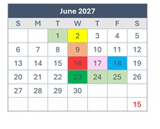 District School Academic Calendar for Woodridge Elementary for June 2027