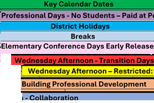 District School Academic Calendar Legend for Woodridge Elementary