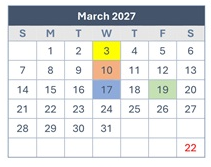 District School Academic Calendar for Woodridge Elementary for March 2027