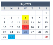 District School Academic Calendar for Woodridge Elementary for May 2027