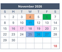 District School Academic Calendar for Woodridge Elementary for November 2026