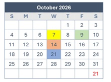District School Academic Calendar for Woodridge Elementary for October 2026