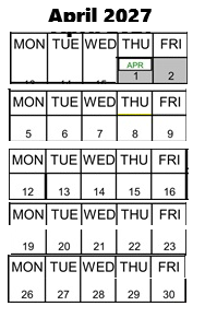District School Academic Calendar for Foster (stephen) Elementary for April 2027