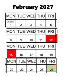 District School Academic Calendar for Foster (stephen) Elementary for February 2027