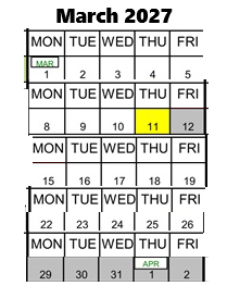 District School Academic Calendar for Foster (stephen) Elementary for March 2027