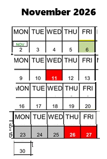 District School Academic Calendar for Foster (stephen) Elementary for November 2026