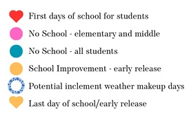 District School Academic Calendar Legend for Amity Creek Elementary School
