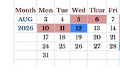 District School Academic Calendar for Jefferson Elementary for August 2026