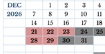 District School Academic Calendar for Jefferson Elementary for December 2026