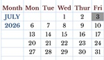 District School Academic Calendar for Jefferson Elementary for July 2026