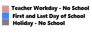District School Academic Calendar Legend for Jefferson Elementary