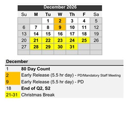 District School Academic Calendar for W.D. Carroll Elem for December 2026