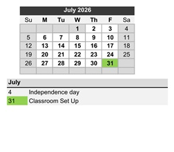 District School Academic Calendar for W.D. Carroll Elem for July 2026