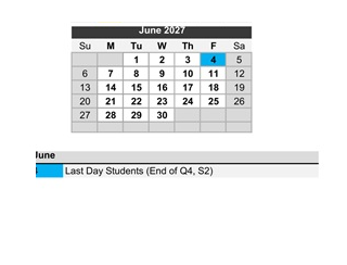 District School Academic Calendar for W.D. Carroll Elem for June 2027