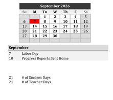District School Academic Calendar for Robert E Lee Elementary School for September 2026
