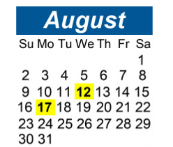 District School Academic Calendar for Hillside Junior High School for August 2026