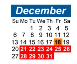 District School Academic Calendar for Hillside Junior High School for December 2026