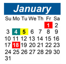 District School Academic Calendar for Hillside Junior High School for January 2027