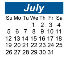 District School Academic Calendar for Hillside Junior High School for July 2026