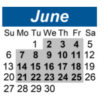 District School Academic Calendar for Hillside Junior High School for June 2027
